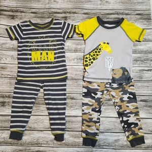 Carters Wild animal grey and yellow pajama set